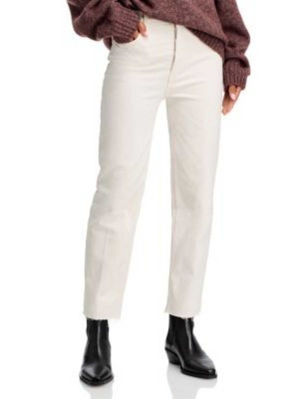 RE/DONE 70s Stove Pipe High Rise Straight Ankle Jeans White Women's Size 25 NEW